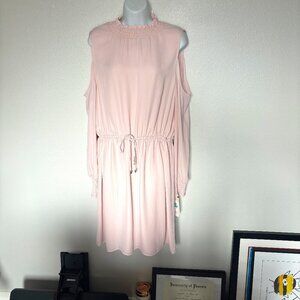 NWT Size 16 light pink open shoulder turtle neck dress